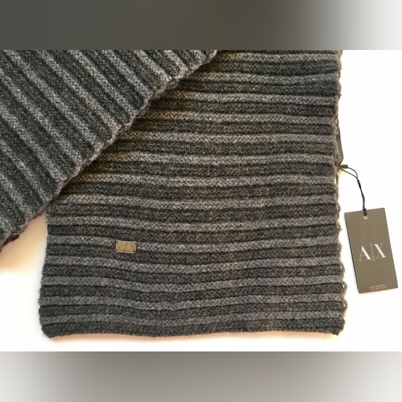 $98 New Armani Exchange A|X Extra Long Scarf Gray 100% Lambswool - Picture 2 of 8